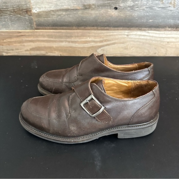 BASS Monk Strap Moc Toe Leather Upper Rubber Sole Cushioned Insole Italy 10 Wide - Picture 2 of 9